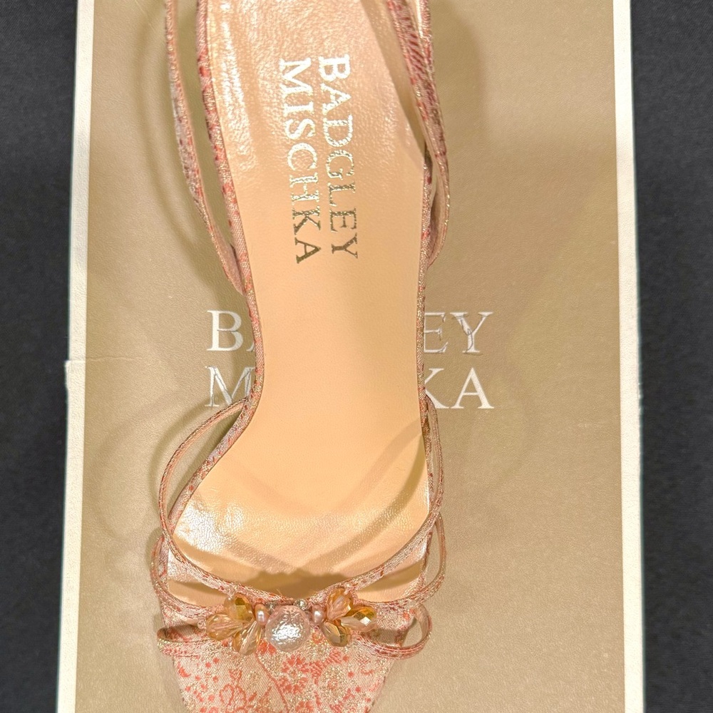 Badgley Mischka Pink Heels with Intricate Detailing - Picture 8 of 16